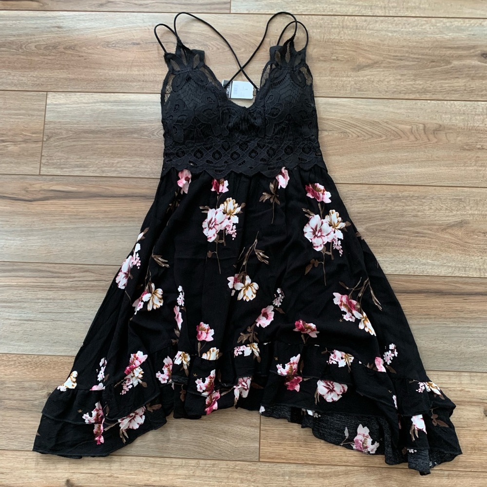 Rue21 Black Floral Tank Dress, Size Small NWT